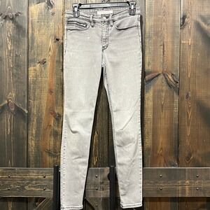 Athleta Sculptek Jeans Size 2 Grey Denim Stretch Casual Active‎ Zipper Pocket